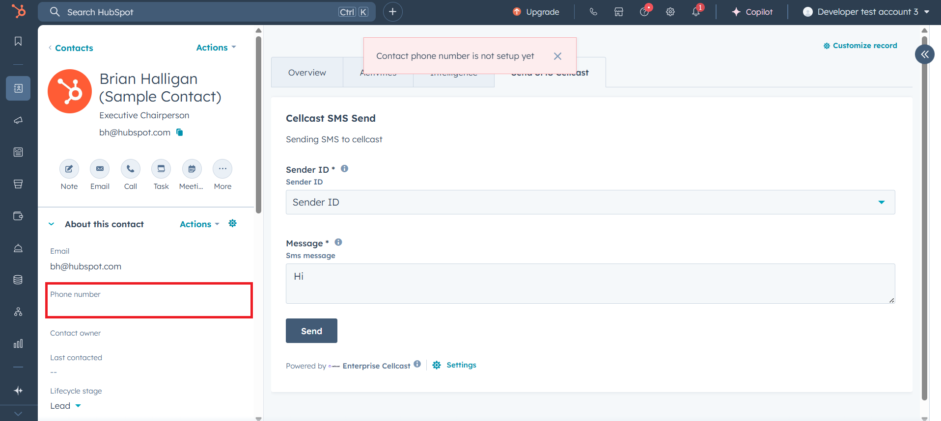 Send SMS Workflow